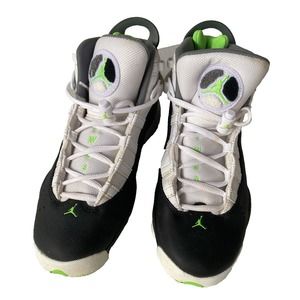 Nike Air Jordan Rings shoes in black W/ white green gray accents‎ 6Y 323419-130